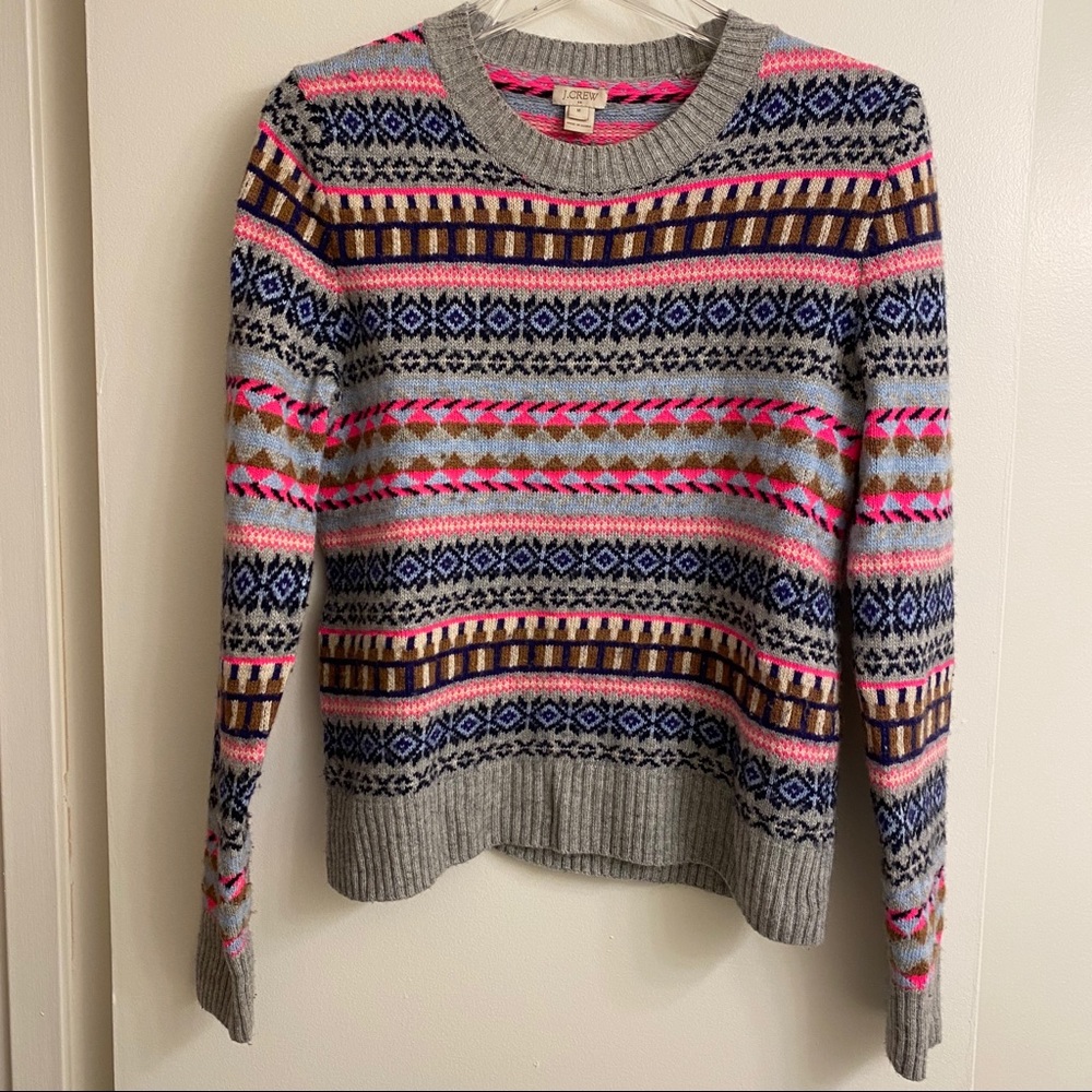 🐑 J. Crew Merino Wool Patterned Sweater